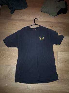 Vintage Bullhead Black Graphic T-Shirt Skull and Flame Dragon Size L